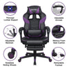 Computer Gaming Chair Ergonomic Office Massage Chair Footrest Recliner Purple