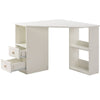 L-Shaped Corner Computer PC Desk Study Table Storage Shelf for Office Home White