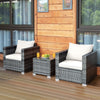 3 PCS Patio Wicker Bistro Set Outdoor Rattan Sofa Set Conversation Furniture