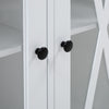 Modern Wood Cupboard Buffet Table Display Sideboard Storage Cabinet 3 Glass Door