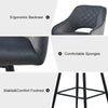Pair of Grey Bar Stools Velvet Bar Chairs with Soft Cushion Modern Metal Legs