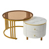 Nesting Coffee Tables Set of 2 Round Stacking Side Tables with 2 Drawers BT