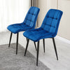 Pair Padded Blue Velvet Dining Chairs Kitchen Chairs Modern Furniture CLIPOP