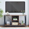 Brown Wooden TV Cabinet Metal Leg with Compartment Shelf Unit Industrial Style