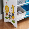 Children Bookshelf Kids Sling Book Rack with Storage Bins Toys Organizer White