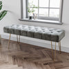 Long Seat Bench Dining Chairs Soft Velvet Padded Golden Steel Legs Lounge Stool