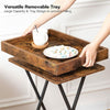 Side Table Folding TV Tray Tables w/ Removable Serving Tray Coffee Table