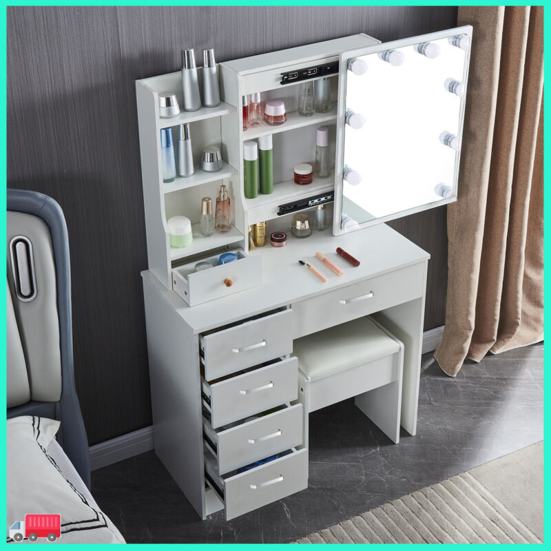 Makeup vanity set with drawers discount