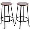 2 PCS Brown Round Wooden Industrial Rustic Bar Pub Kitchen Stools Chairs Seats