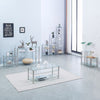 Pair of 3 Tiers Square Clear Tempered Glass Sofa Side End Table Bedside Table