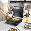 3-in-1 Electric Panini Press Grill 4-Slice Sandwich Maker Non-Stick Coated Plate