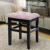 Dressing Table Stool Fabric Padded Vanity Chair Wooden Legs Bedroom Makeup Stool