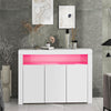 LED Sideboard High Gloss Buffet Display Cabinet TV Unit Stand 3 Doors White