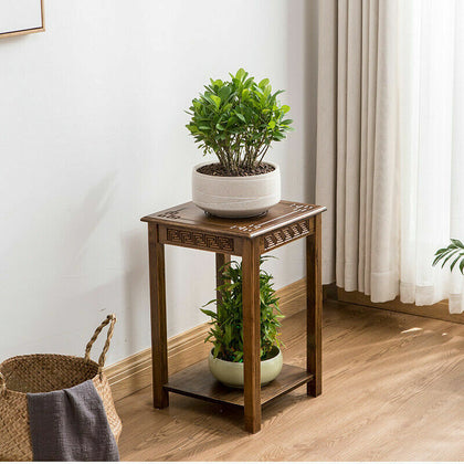 2-Tier Console Table End Side Sofa Side Table Bonsais Plant Stand Display Decor