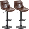 Modern Swivel Bar Stools Set of 2 Adjustable Height Bar Chairs Footrest Brown