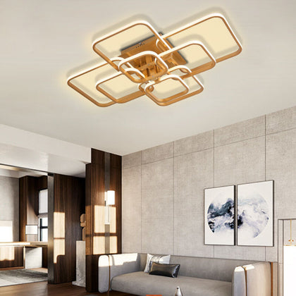 Modern Lamp Golden Square LED Ceiling Light Chandelier Light Living Room Kitchen