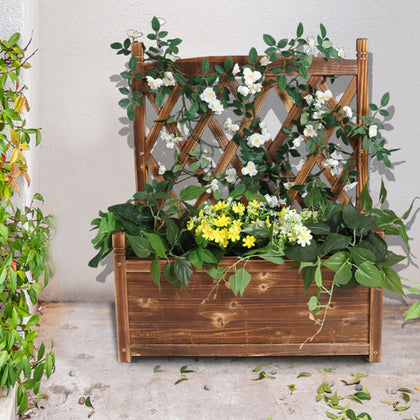 Wooden Raised Garden Bed Outdoor Vertical For Vine Climbing Plant Flower Herb