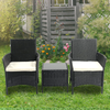 Outdoor Rattan Garden Furniture 3PCS Bistro Set Patio Wicker Table & Chair Set.