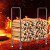 Wheeled Fire Wood Log Rack Metal Tube Log Holder Stand Stable for Garden Patio