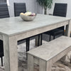 Grey Dining Table and 4 Black Chairs With 1 Bench Kitchen Dining Room Set