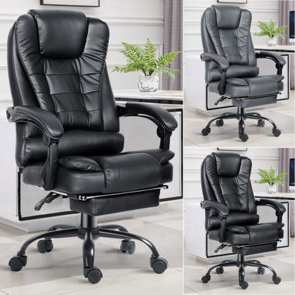 Executive Office Chair Racing Swivel Computer Gaming Chair Recliner w/ Footrest
