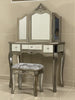 Argent Mirrored 1 Drawer Dressing Table Set. Bedroom Furniture Champagne Silver