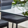 Black&Clear Rectangular Tempered Glass Dining Table Black Metal Legs Dining Room