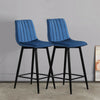 2X Blue Velvet Bar Stools Breakfast Stool Kitchen Pub Chairs Padded 65 cm Seat