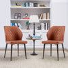2 x Dining Chairs PU Set Padded Seat Metal Leg Kitchen Chair Home Office