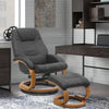 Upholstered Faux Leather Armchair Recliner Chair with Footstool Wooden Base Sofa