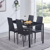 Tempered Glass Dining Table&4x Black Faux Leather Dining Chairs Dining Room Set