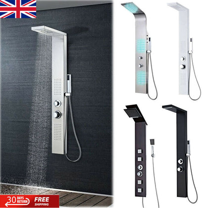 Bathroom Shower Thermostatic Shower Panel Column Tower With Body Jets Twin Head