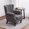 Upholstered Wing Back Scallop Armchair Tub Chair Wooden Legs Fabric Studded Sofa