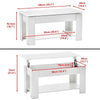 White Coffee Table with Lift Top Storage Shelf Wood Living room Height Ajustable