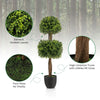 2PCS Artificial Boxwood Topiary Ball Tree Faux Potted Double Ball Boxwood Plant