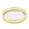 Vintage Golden Round Mirror Glass Candle Tray Plate Vanity Table Perfume Display