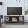 Brown Wooden TV Cabinet Metal Leg with Compartment Shelf Unit Industrial Style