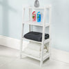 White 4 Tier Ladder Shelf Wooden Storage Unit Rack Display Stand Bathroom New