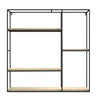 4 Tier Square Wall Storage Unit Retro Wooden Industrial Style Metal Shelf Rack