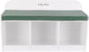 Childrens Storage Bench White Wooden Toy Box Green Cushion Kids Open Cubes Book