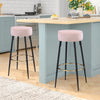 Round Velvet Breakfast Bar Stools 2pcs Pink Padded Counter High Dining Chairs UK