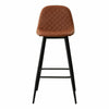 2x Bar Stools Kitchen Bar Stools Brown PU Diamond Soft Padded Seat Back Metal