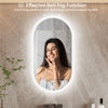 Oval Dimmable LED Backlit Bathroom Mirror Energy Saving Defog Wall Vanity Mirror