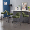 2x Bar Stools Velvet Breakfast Chairs Footrest Barstool with Spring Cushion