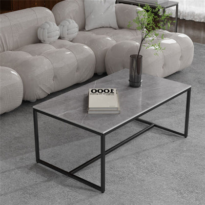 100cm Minimalist Coffee Table Tea Center Dining Table Sturdy Metal Legs Support