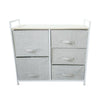 Fabric Bedside Cabinet Metal Frame Storage Unit Chest Of 5 Drawer with Drawers