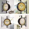 Garden Wall Station Clocks Ornament Double-sided Display Bracket Weatherproof UK