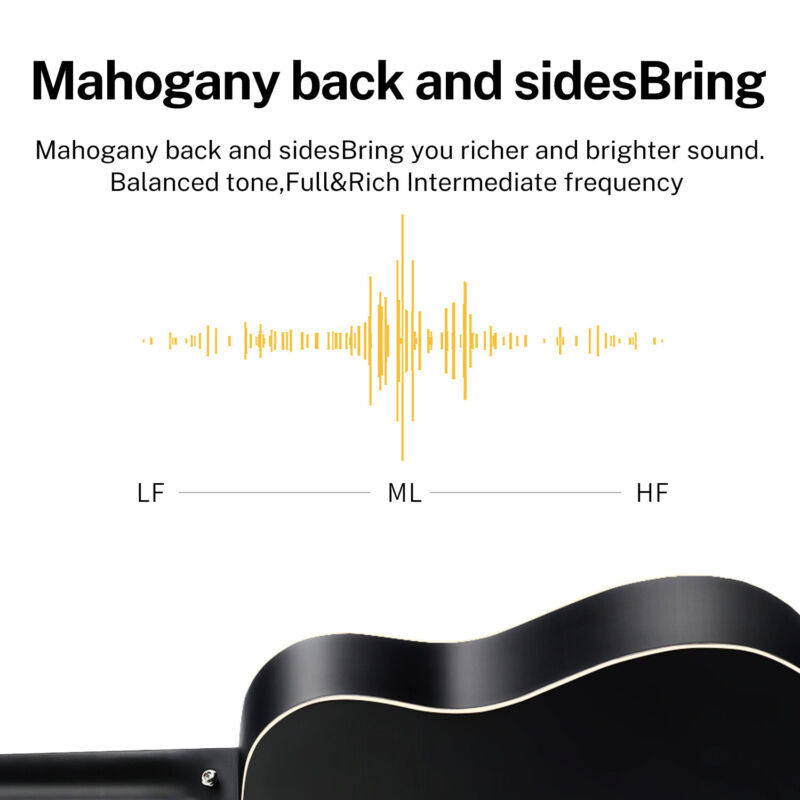 A Strin 🔥Donner 41 inch Maghony Acoustic Guitar 4/4 Dreadnought Guitars +Strin ...