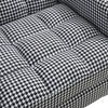 Houndstooth Fabric Armchair Tartan Checked Chair Recliner Sleeper Sofa W/Stool