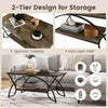 Modern Coffee Table 2-Tier Faux Marble Accent Table Snack End Table Living Room